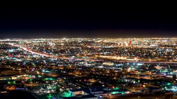 Borderland Světla Time Lapse Nočního Provozu Nad Paso Juarez — Stock video