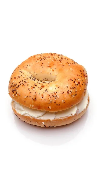 Morning Bliss Top Close Bagel Avec Fromage Crème Image — Photo