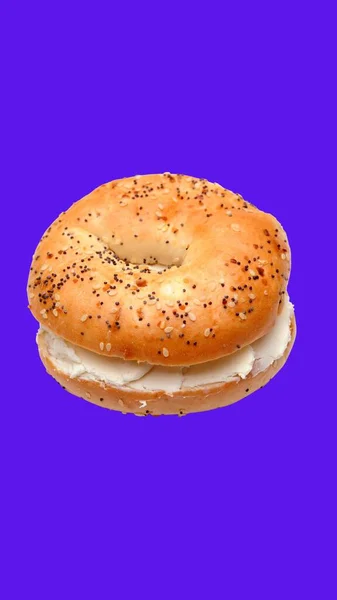 Morning Bliss Top Close Bagel Cream Cheese Image — Stock fotografie