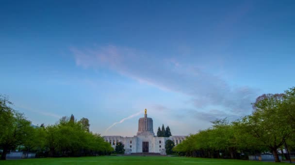 Світанок Елегантності Time Lapse Salem Будівля Державного Капітолію Штату Орегон — стокове відео