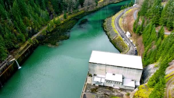 Aerial Tranquility Video Beautiful View Hydro Dam Oregon — Stock Video