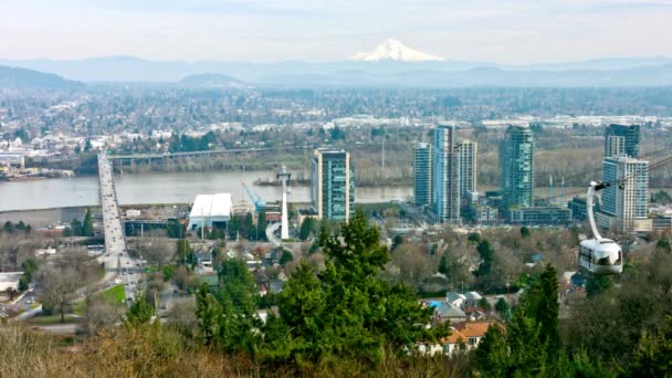 Letecké Pohledy Aerial Tram Majestic Hood Background Portland Usa — Stock video