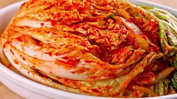 Maestria Kimchi Repolho Napa Close Kimchi Recém Cozido — Vídeo de Stock
