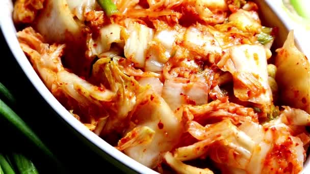 Maestria Kimchi Repolho Napa Close Kimchi Recém Cozido — Vídeo de Stock