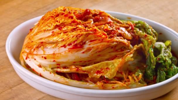 Napa Repollo Kimchi Maestría Primer Plano Recién Cocinado Kimchi — Vídeos de Stock