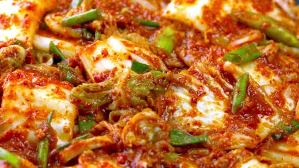 Arte Culinária Dolly Shot Freshly Cooked Kimchi Close — Vídeo de Stock