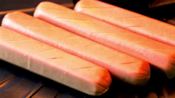 Trouba Čerstvé Hot Dog Video Vaření Peci — Stock video