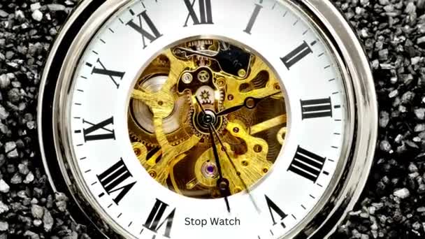 Ponadczasowe Piaszczyste Time Lapse Zegarka Kieszonkowego Czarnym Piasku — Wideo stockowe