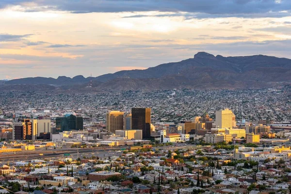 Panorama Borderland Vista Panorámica Ciudad Paso Ciudad Juárez Con Montañas — Foto de Stock