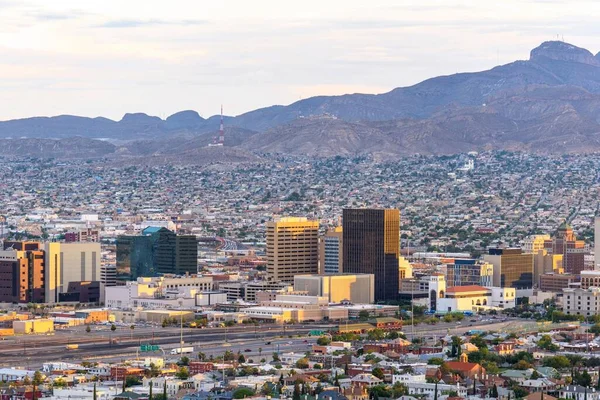 Panorama Borderland Vista Panorámica Ciudad Paso Ciudad Juárez Con Montañas — Foto de Stock