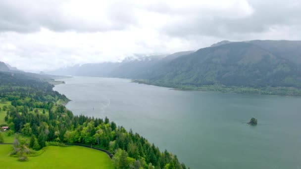 Dramatische Regendag Columbia River Gorge Video Uit Washington State — Stockvideo