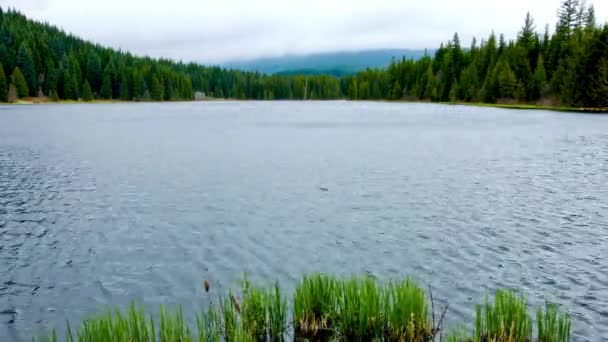 迷人的4K时光飞逝 湖上的低云 迷人的森林 壮丽的高山 — 图库视频影像