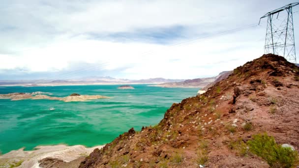 Zapierające Dech Piersiach Wideo Jezioro Mead Nevada Mountain Widokiem — Wideo stockowe