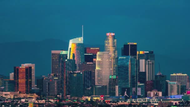 Atemberaubender Blick Auf Die Wolkenkratzer Von Los Angeles Von Den — Stockvideo