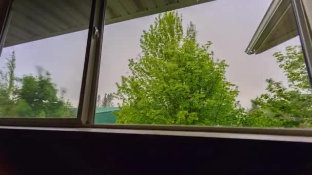 Time Lapse Відео Наближення Шторму Через Вікно — стокове відео