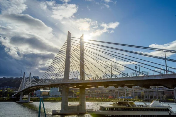 4K Image: Tilikum Crossing Bridge in Portland, Oregon USA, Modern Architecture Over the Willamette River