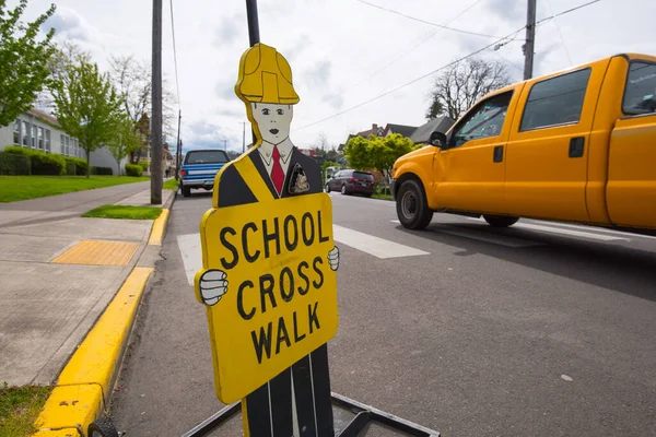 School Zone Crossing Sign - 4K Ultra HD Image of Safety Awareness