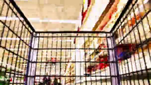 Time Lapse Ultra Video Grocery Shopping Cart Blurred Action Supermarket — Stok Video
