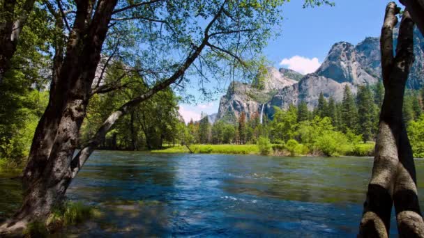 Spectacular Ultra Video Springtime View Capitan Yosemite Valley Merced River — Stock Video