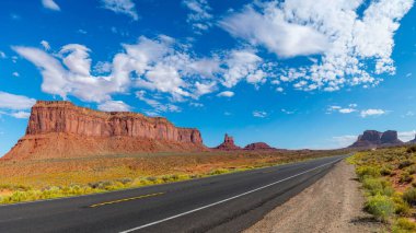 Scenic Desert Journey: 4K Ultra HD Image of Highway 163 Panorama near Monument Valley clipart