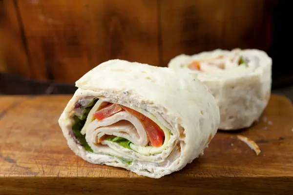 Tortilla Roll-Up with Ham and Cheese - Close-Up 4K Ultra HD Image - Stock Photography