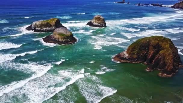 Air Serenity Flying Cannon Beach Oregon Usa Video — Stock video