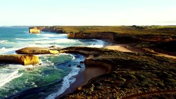 Adembenemende Vistas Luchtfoto Van Great Ocean Road Coastline Video — Stockvideo