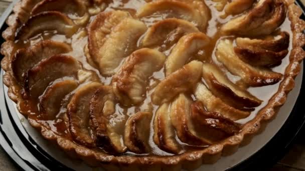 Gourmet Delight Close French Style Organic Gourmet Apple Tart Dalam — Stok Video