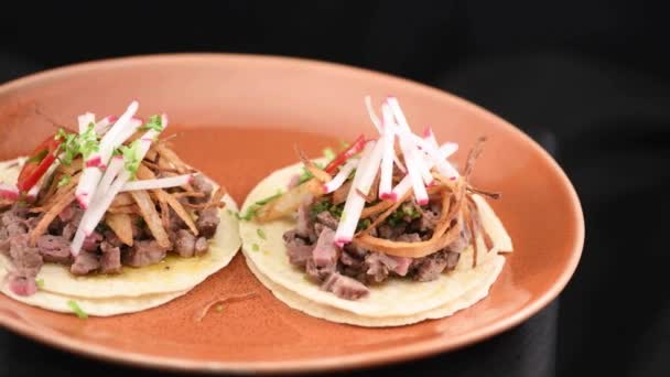 Taco Time Carne Vită Mexicană Asada Tacos Video — Videoclip de stoc