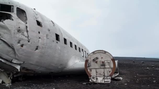 Пустыня Обломки Самолета Юге Исландии Полном Видео — стоковое видео
