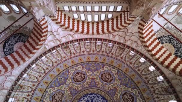 Elegante Esplendor Abovedado Mezquita Selimiye Edirne Turquía Ejemplificando Arquitectura Islámica — Vídeos de Stock