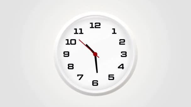Tiempo Presentado Reloj Mostrando Pared Blanca — Vídeos de Stock
