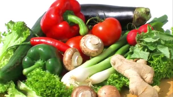 Medley Vibrante Primer Plano Verduras Frescas Mezcladas — Vídeos de Stock