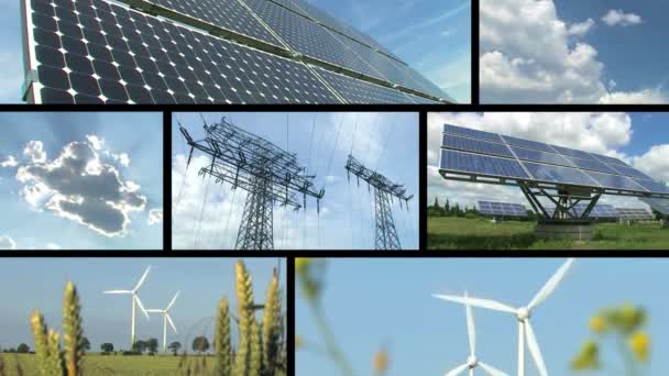 Ενεργοποίηση Του Αύριο Μοντάζ Ανανεώσιμων Πηγών Ενέργειας Και Ηλιακών Πάνελ — Αρχείο Βίντεο