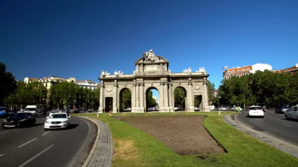 永恒的马德里 城市中心Puerta Alcala的4K时间差 — 图库视频影像