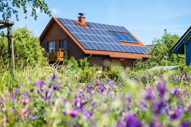 Evleri olan güneş enerjisi santrali: 4K Resim Gün Işığıyla Yıkandı