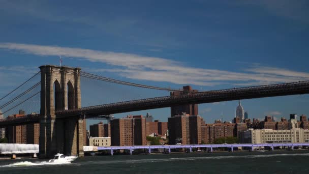 Golden Glow Espectacular Vista Del Bajo Manhattan Puente Brooklyn — Vídeo de stock