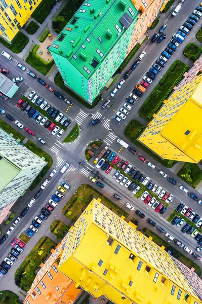 stock image Colored Rainbow Houses in 4K Aerial View