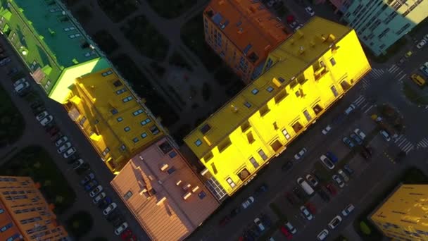 Colored Rainbow Houses Aerial View — Stock Video