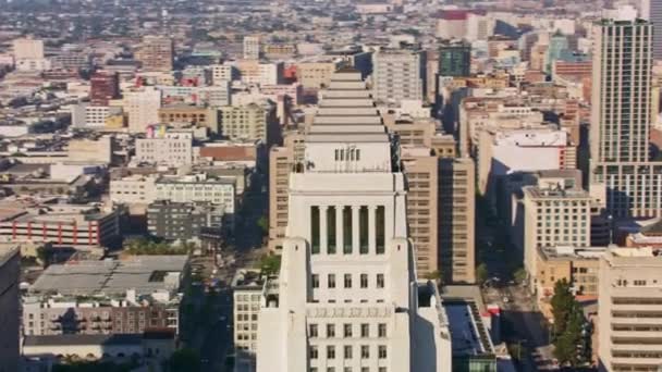 市役所陛下 シビックセンターのロサンゼルス市役所の空中4Kビュー — ストック動画