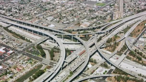 California Highways Aerial Widok Autostrady Skrzyżowania Stanach Zjednoczonych — Wideo stockowe