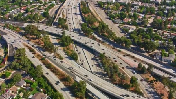 Highway Junction Aerial View Intersection San Fernando Valley California — Stock video