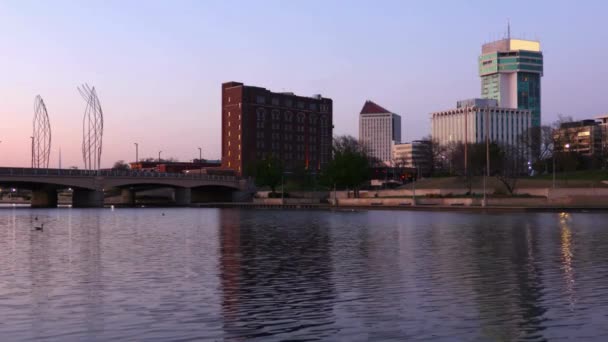 Вічіта Диво Захоплююче Відео Найбільшого Міста Канзасу Розташоване Вздовж Річки — стокове відео
