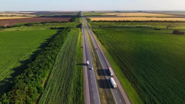 Highway Heartland Ultra Video Aerial View Multi Lane Highway Amidst — Stock Video
