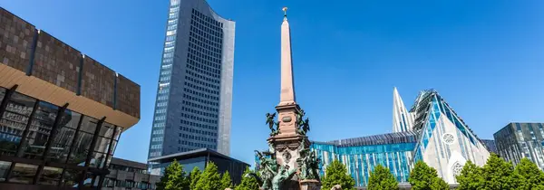 stock image 4K Ultra HD image: Daytime City View of Augustusplatz Leipzig with University Tower