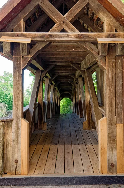Bir ahşap köprü, Rothenburg ob der Tauber, Bavyera, Almanya