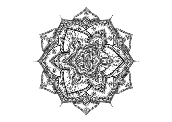 Мандала Круглий Візерунок Фіолетовий Вектор Ілюстрації Lotus Квітка Етнічного Стилю — стоковий вектор