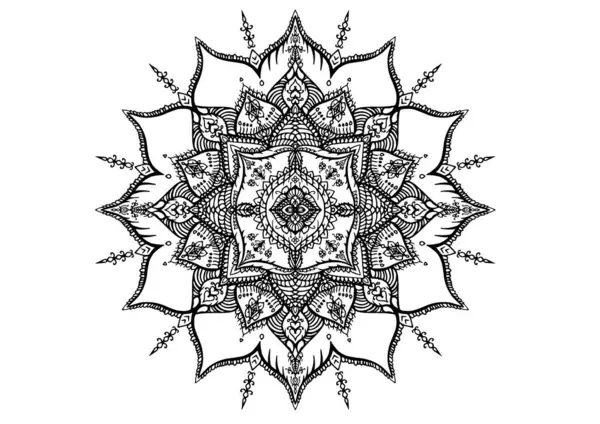 만달라 잎자루 Illustration Lotus Flower Ethnic Style Henna Mehndi Tattine — 스톡 벡터