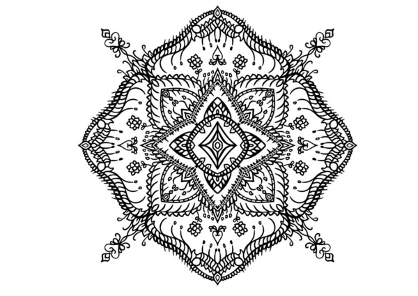 Mandala Okrągły Wzór Liści Kwiat Płatek Wektor Ilustracji Lotos Kwiat — Wektor stockowy