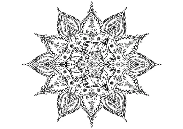 Mandala Körkörös Minta Levél Virág Szirom Vektor Illusztráció Lótusz Virág — Stock Vector